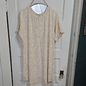 Cream Patterned Short Sleeve Dress